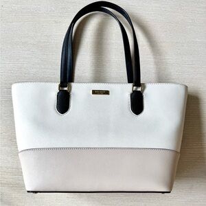Kate Spade Color Block Tote. Cream-Tan, 100% cow leather w/ organizer insert.